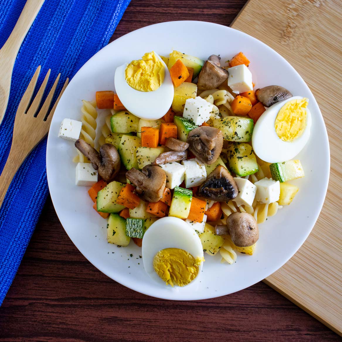 Pasta con champiñones y zanahoria